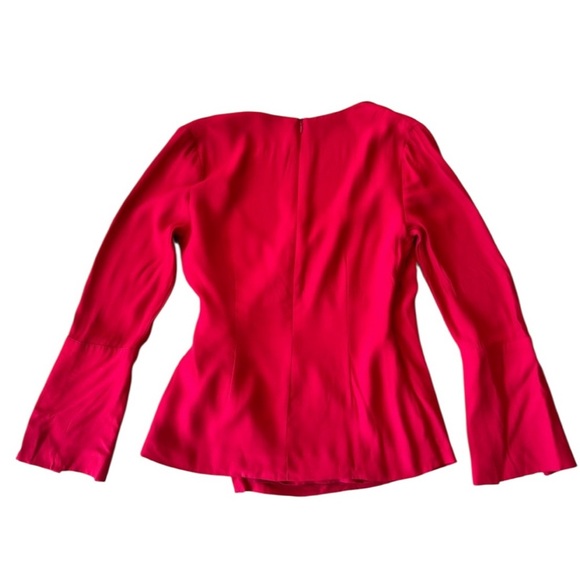 C/MEO Collective Red Blouse Split Sleeve V Neck Size Small Zip Back - Picture 5 of 7